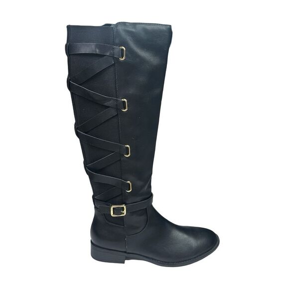 Thalia Sodi Black Faux Leather Veronika Boots - Size 10 - Picture 1 of 10